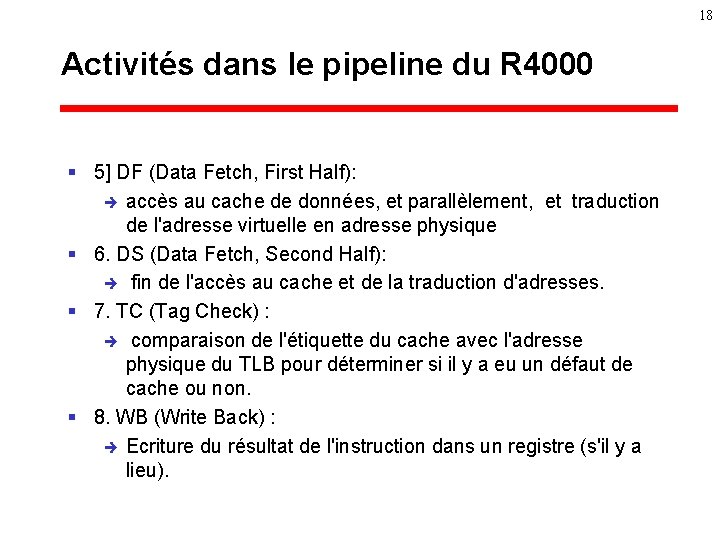 18 Activités dans le pipeline du R 4000 § 5] DF (Data Fetch, First