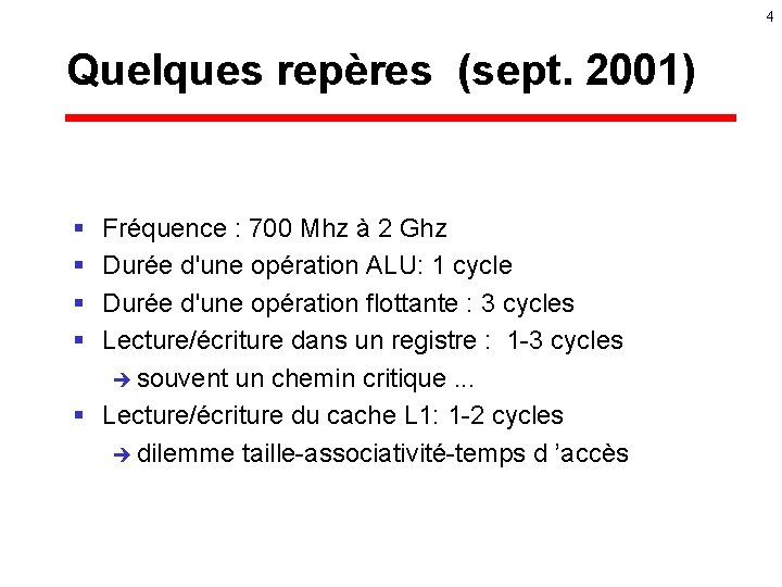 4 Quelques repères (sept. 2001) § § Fréquence : 700 Mhz à 2 Ghz