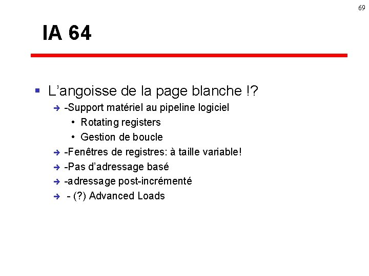 69 IA 64 § L’angoisse de la page blanche !? è è è -Support