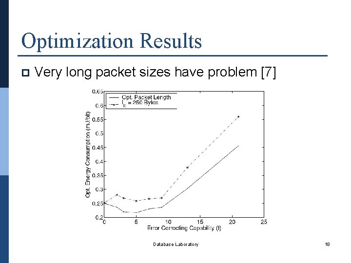 Optimization Results p Very long packet sizes have problem [7] Database Laboratory 18 
