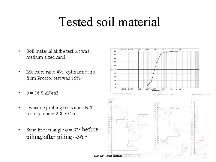 Tested soil material • Soil material at the test pit was medium sized sand