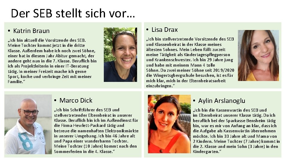 Der SEB stellt sich vor… • Katrin Braun • Lisa Drax „Ich bin aktuell