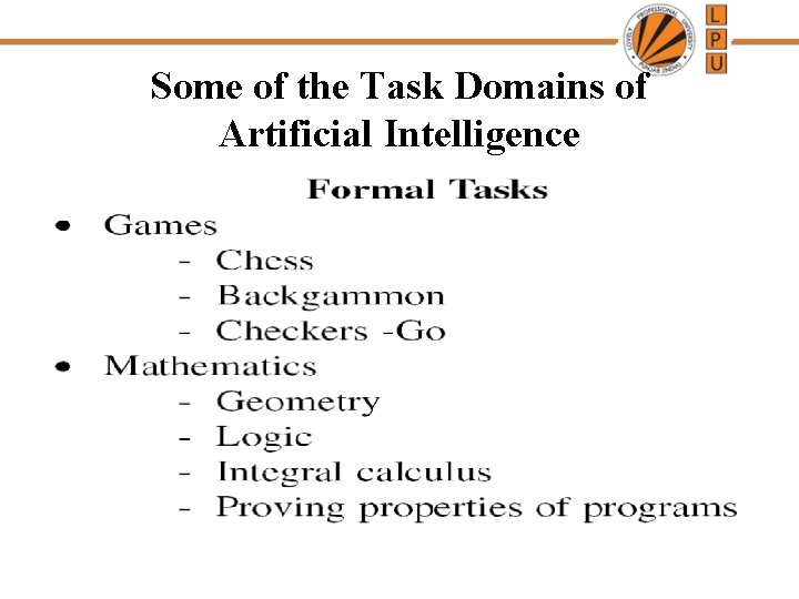 Some of the Task Domains of Artificial Intelligence 