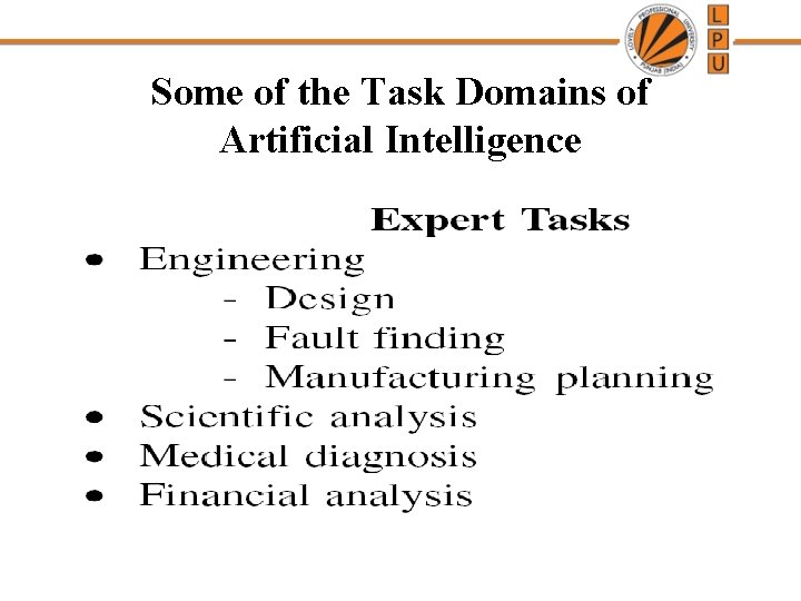 Some of the Task Domains of Artificial Intelligence 