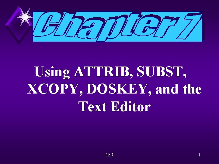 Using ATTRIB, SUBST, XCOPY, DOSKEY, and the Text Editor Ch 7 1 