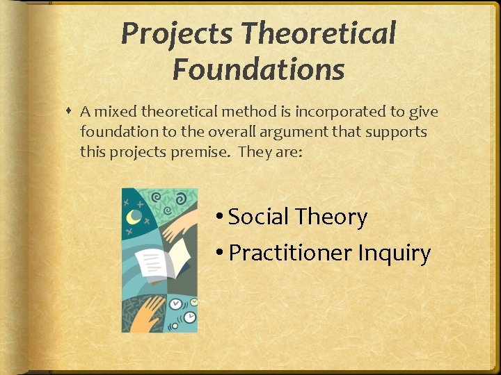 Projects Theoretical Foundations A mixed theoretical method is incorporated to give foundation to the