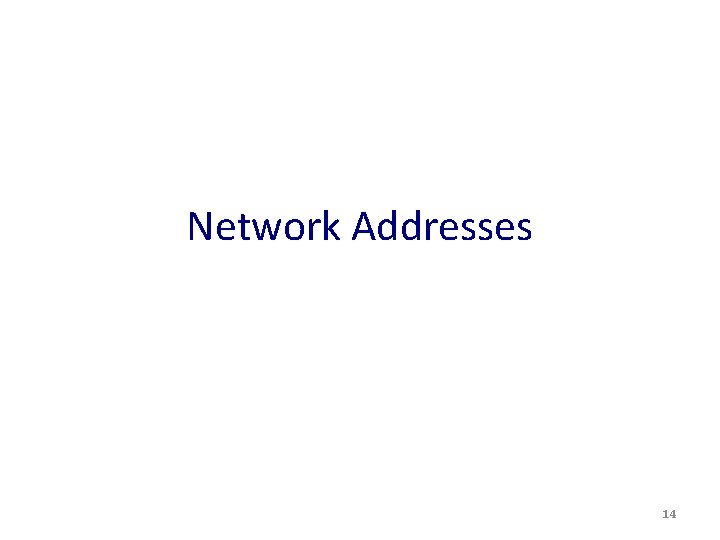 Network Addresses 14 