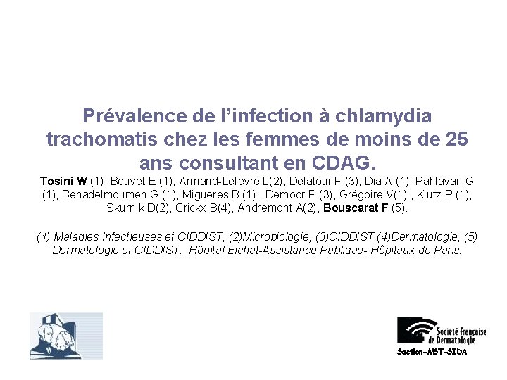 Prévalence de l’infection à chlamydia trachomatis chez les femmes de moins de 25 ans