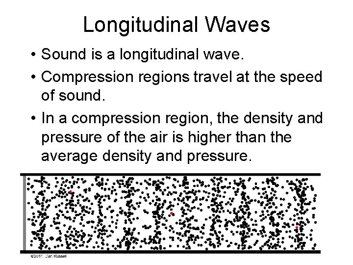 Longitudinal Waves • Sound is a longitudinal wave. • Compression regions travel at the Longitudinal Waves • Sound is a longitudinal wave. • Compression regions travel at the