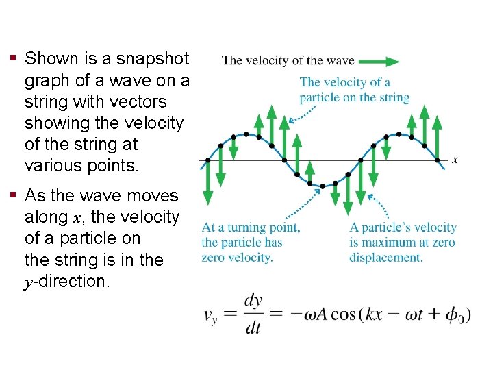 Wave Motion on a String § Shown is a snapshot graph of a wave Wave Motion on a String § Shown is a snapshot graph of a wave