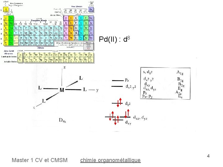 Pd(II) : d 8 Master 1 CV et CMSM chimie organométallique 4 