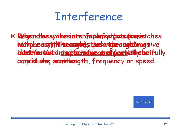 Interference ¤ When Regardless, the waves the interference are out in phase of phase