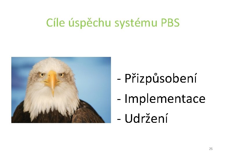 Cíle úspěchu systému PBS - Přizpůsobení - Implementace - Udržení 25 Cíle úspěchu systému PBS - Přizpůsobení - Implementace - Udržení 25