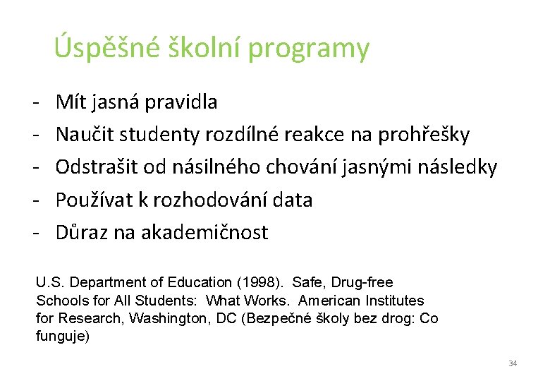 Úspěšné školní programy - Mít jasná pravidla - Naučit studenty rozdílné reakce na Úspěšné školní programy - Mít jasná pravidla - Naučit studenty rozdílné reakce na