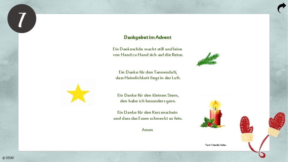 Dankgebet im Advent Ein Dankeschön macht still und leise von Hand zu Hand sich