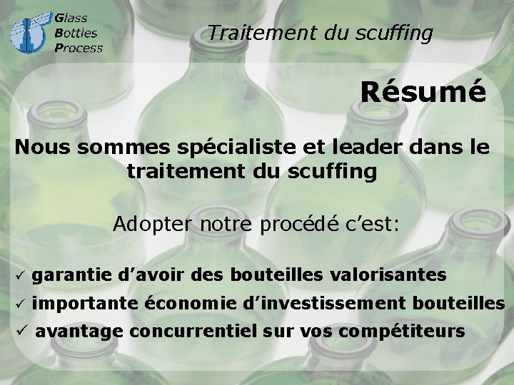 Traitement du scuffing Résumé Nous sommes spécialiste et leader dans le traitement du scuffing