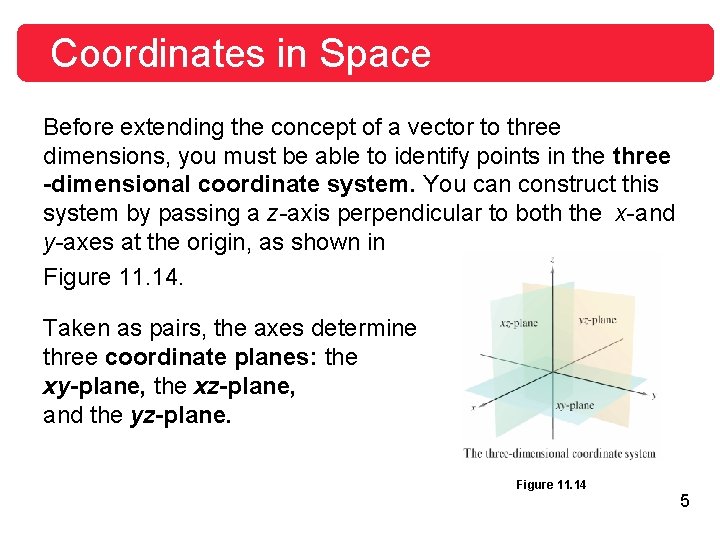 Coordinates in Space Before extending the concept of a vector to three dimensions, you Coordinates in Space Before extending the concept of a vector to three dimensions, you