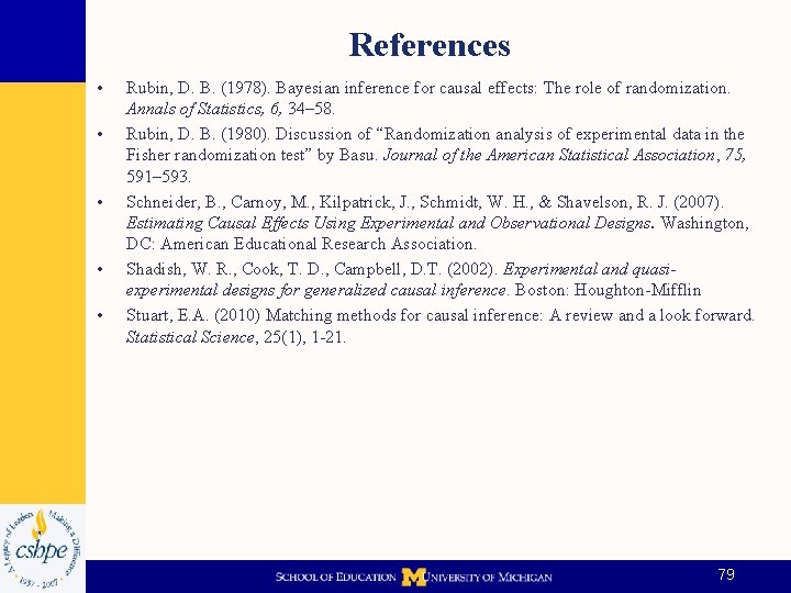 References • • • Rubin, D. B. (1978). Bayesian inference for causal effects: The