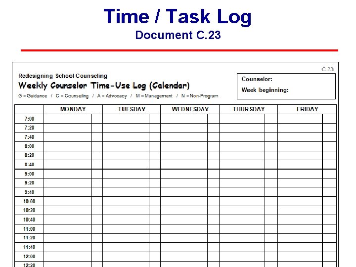 Time / Task Log Document C. 23 Time / Task Log Document C. 23