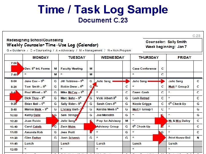 Time / Task Log Sample Document C. 23 Time / Task Log Sample Document C. 23