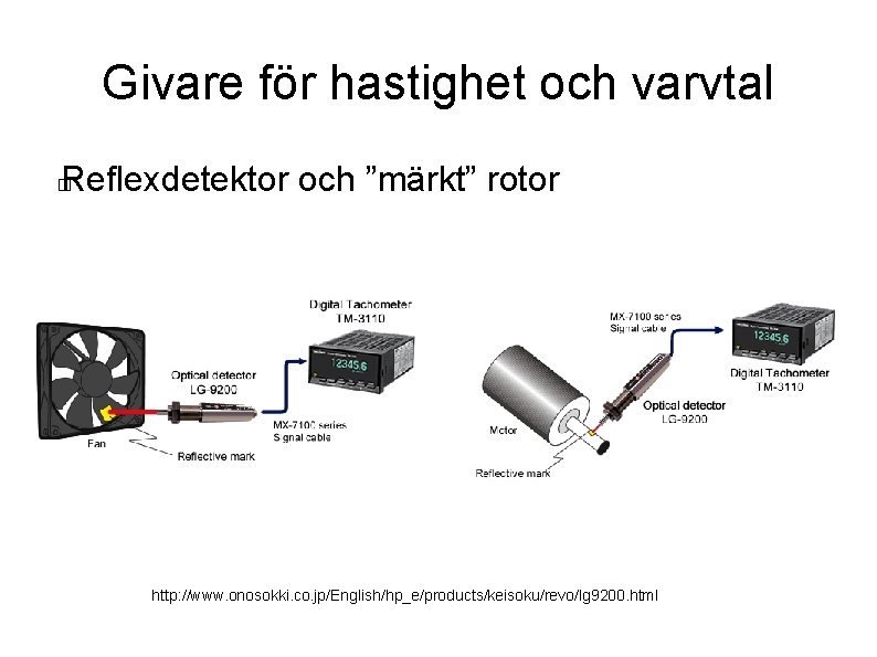 Givare för hastighet och varvtal Reflexdetektor och ”märkt” rotor � http: //www. onosokki. co.