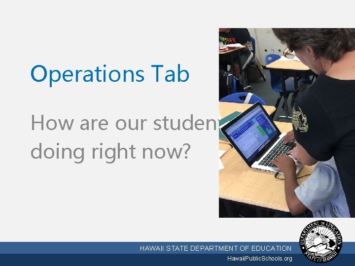 Operations Tab How are our students doing right now? 3/2/2021 HAWAII STATE DEPARTMENT OF