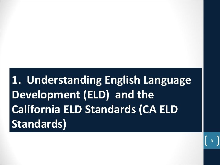 1. Understanding English Language Development (ELD) and the California ELD Standards (CA ELD Standards)