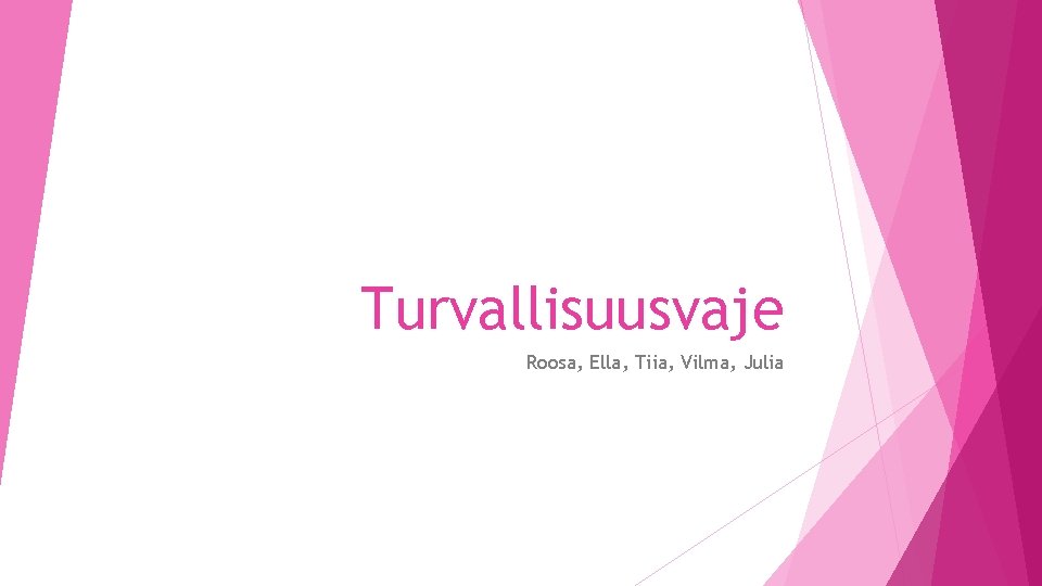 Turvallisuusvaje Roosa, Ella, Tiia, Vilma, Julia 