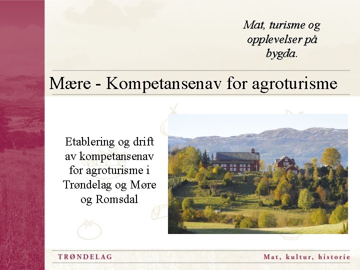 Mat, turisme og opplevelser på bygda Mære - Kompetansenav for agroturisme Etablering og drift