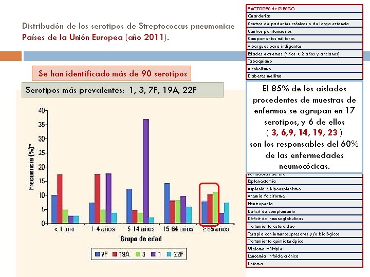 Distribución de los serotipos de Streptococcus pneumoniae Países de la Unión Europea (año 2011).