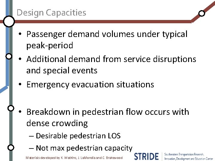 Design Capacities • Passenger demand volumes under typical peak-period • Additional demand from service