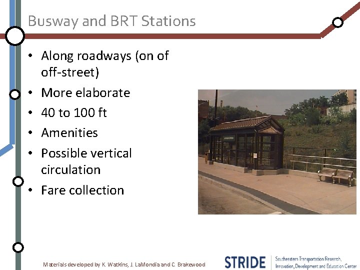 Busway and BRT Stations • Along roadways (on of off-street) • More elaborate •