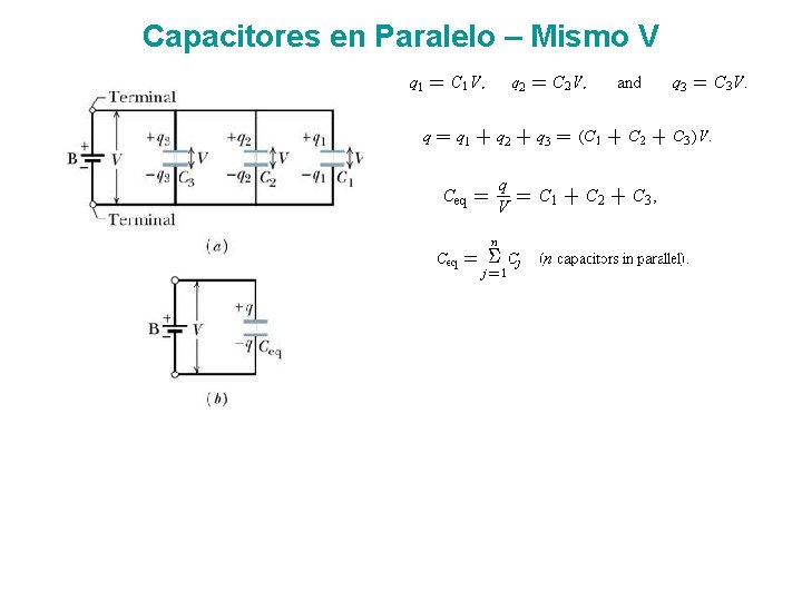 Capacitores en Paralelo – Mismo V 