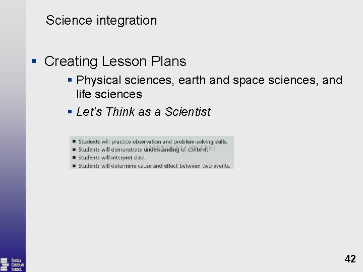 Science integration § Creating Lesson Plans § Physical sciences, earth and space sciences, and