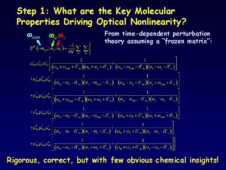 Step 1: What are the Key Molecular Properties Driving Optical Nonlinearity? wsum wa wb