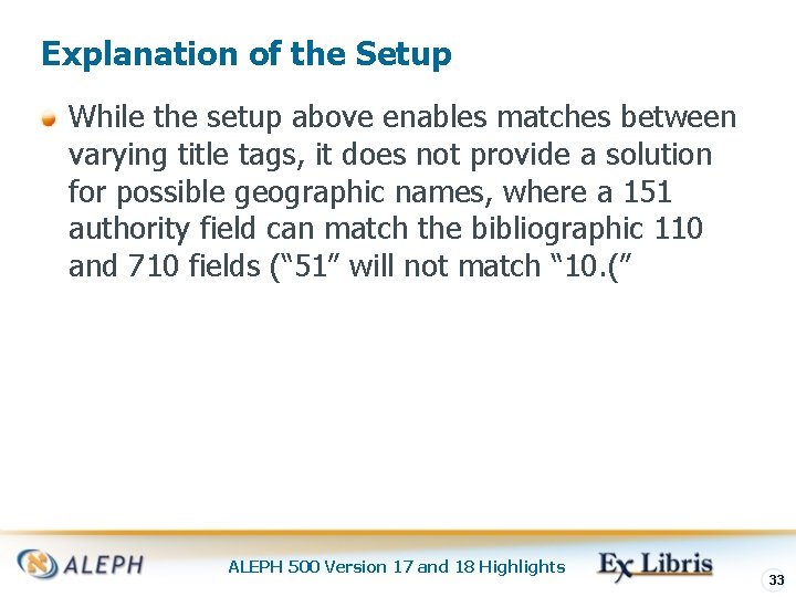 Explanation of the Setup While the setup above enables matches between varying title tags,