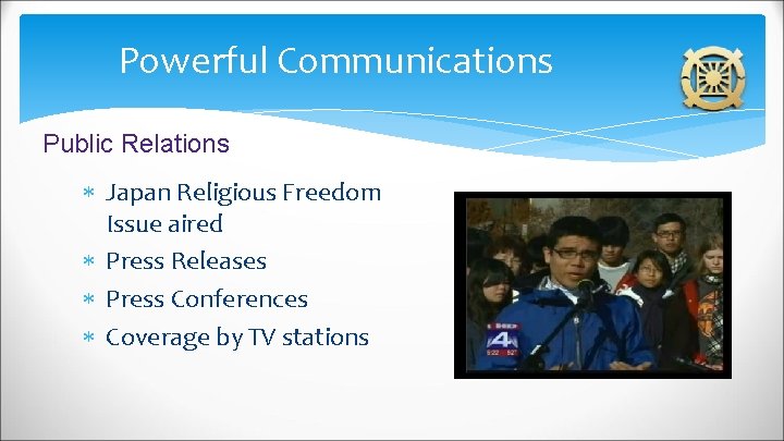 Powerful Communications Public Relations Japan Religious Freedom Issue aired Press Releases Press Conferences Coverage
