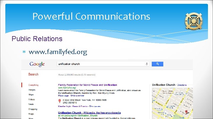 Powerful Communications Public Relations www. familyfed. org 