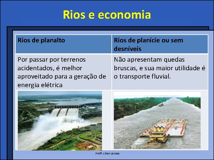 Rios e economia Rios de planalto Por passar por terrenos acidentados, é melhor aproveitado