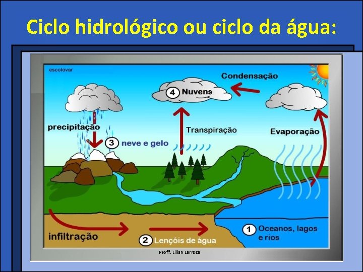 Ciclo hidrológico ou ciclo da água: Profª. Lilian Larroca 