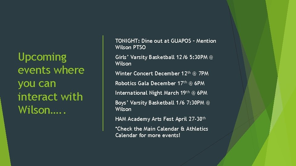 Upcoming events where you can interact with Wilson…. . TONIGHT: Dine out at GUAPOS