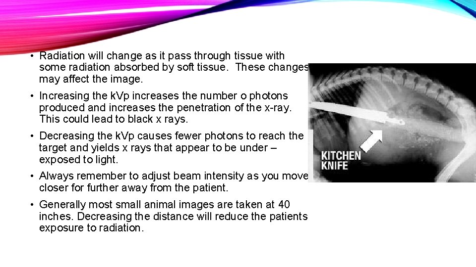 • Radiation will change as it pass through tissue with some radiation absorbed • Radiation will change as it pass through tissue with some radiation absorbed