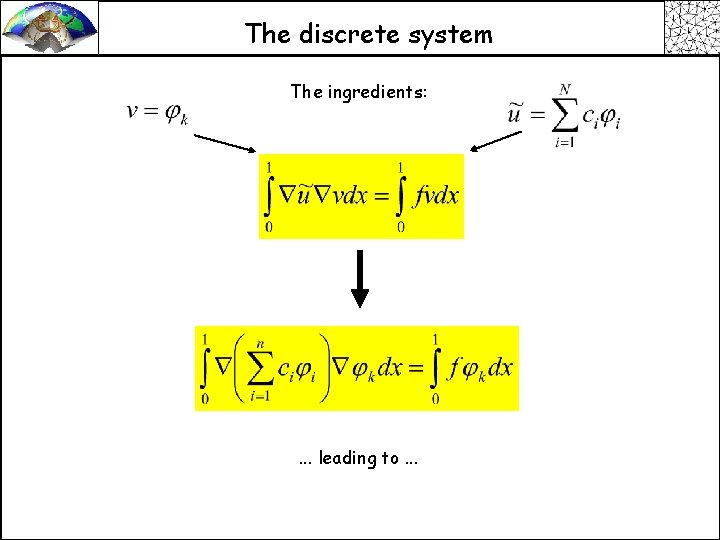 The discrete system The ingredients: . . . leading to. . . 