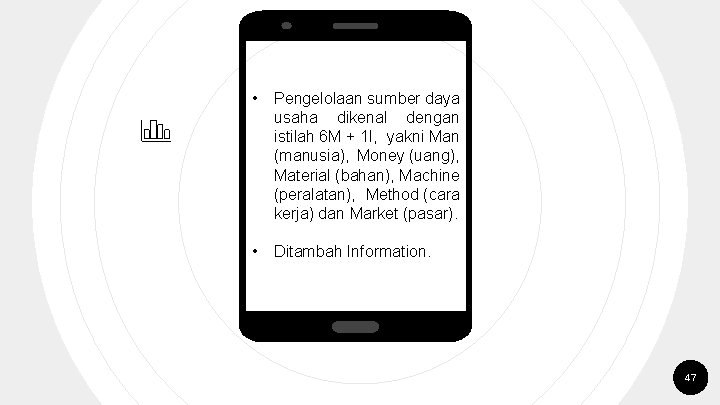  • • Pengelolaan sumber daya usaha dikenal dengan istilah 6 M + 1