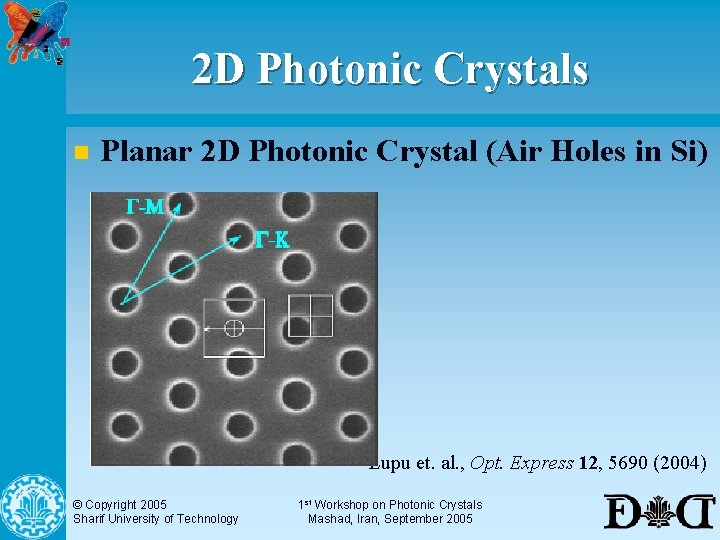 2 D Photonic Crystals n Planar 2 D Photonic Crystal (Air Holes in Si)