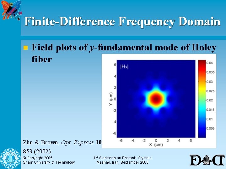 Finite-Difference Frequency Domain n Field plots of y-fundamental mode of Holey fiber Zhu &