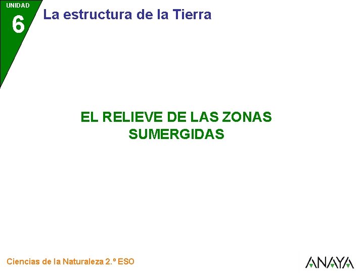 UNIDAD 6 La estructura de la Tierra EL RELIEVE DE LAS ZONAS SUMERGIDAS Ciencias