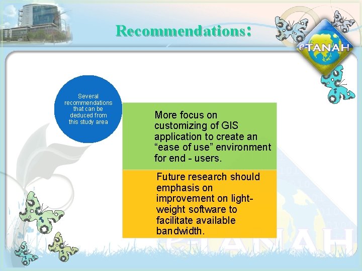 Recommendations: Several recommendations that can be deduced from this study area More focus on
