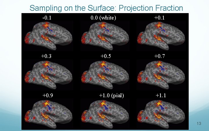 Sampling on the Surface: Projection Fraction -0. 1 0. 0 (white) +0. 1 +0.