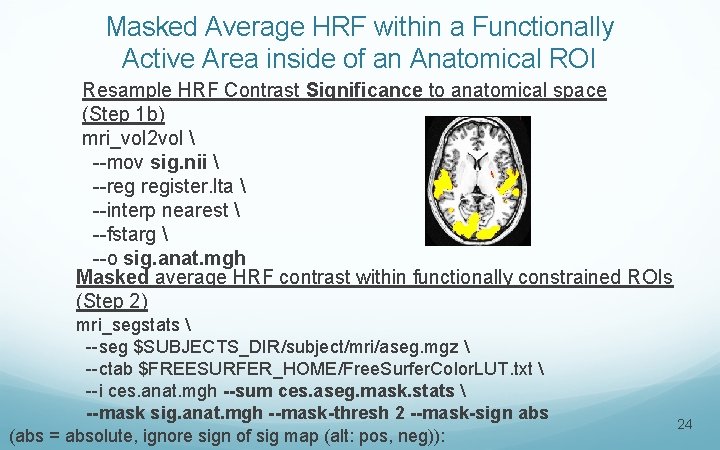 Masked Average HRF within a Functionally Active Area inside of an Anatomical ROI Resample
